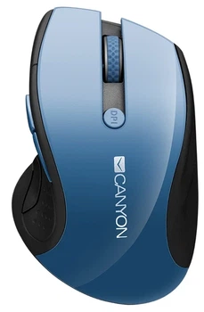 Мышь беспроводная Canyon MW-01, темно-синий/черный, USB, оптическая, синий LED-сенсор, 2.4 GHz, 1000 / 1200 / 1600 dpi, 6 кнопкок,