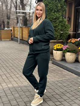 Женский теплый спортивный космтюм на флисе зеленый 50