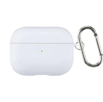 Силиконовый чехол ShockCase Silicone Case с микрофиброй для AirPods 4 с карабином white