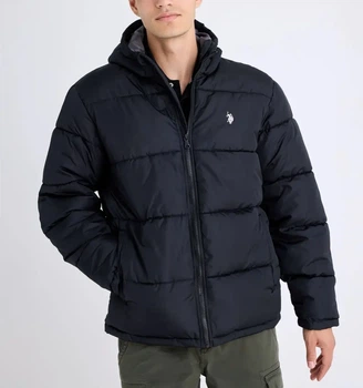 Чоловіча пухова куртка U.S.Polo Assn стебана з капюшоном XL чорна