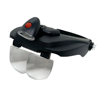 Лупа-очки бинокулярная MG81001-F 1LED подсветка 4 сменных линзы 1.2X/1.8X/2.5X/3.5X Black-Grey