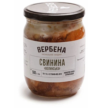 Консерва Свинина Волинська 0,5 / TWIST OFF кт ТМ Вербена