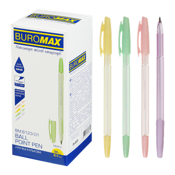 Ручка кулькова Buromax Simple 0,7мм асорті корпусів синя (BM.8123-01)