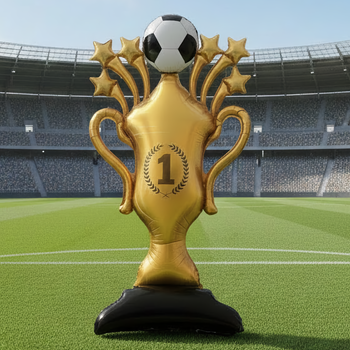 Стоячий фольгированный шар Кубок чемпиона с футбольным мячом (Champion Trophy Soccer Ball Standing Balloon) 83х150 см