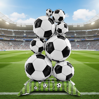 Фольгированный шар фигура стоячая Футбольные мячи (Soccer Balls Standing Balloon) 83х150 см