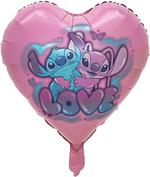 Фольгована кулька 18" (45 см) Серце “Ангел та Стіч LOVE” | Foil Balloon Heart “Angel & Stitch LOVE” 18" (45 cm)