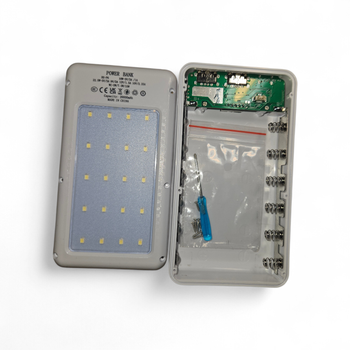 Корпус для павербанка 6×18650 с LED-фонарем и дисплеем, USB/Type-C белый