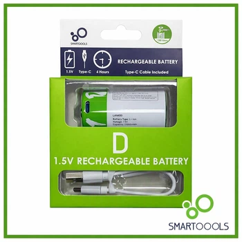 Акумуляторная батарейка SMARTOOOLS тип D (R20, 373, LR20, L20) Li-ion 12000mWh Type-C (1 шт)
