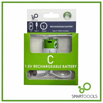 Акумуляторная батарейка SMARTOOOLS тип C (R14, LR14) Li-ion 5000mWh Type-C (1 шт)