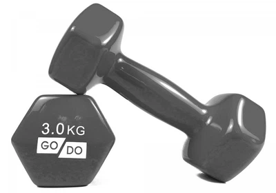 Гантель для фитнеса с виниловым покрытием 2шт GoDo GD-3.0GREY
