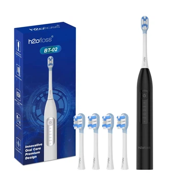 Електрична зубна щітка H2ofloss SonicSweep (BT-02) Black — 5 режимів, 5 насадок, акумулятор 2000 мАг