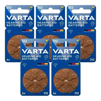 Батарейка ZA 312 (PR41) Varta 30 ШТУК, для слуховых аппаратов