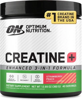 Креатин Optimum Nutrition Creatine Monohydrate Plus, 360 г со вкусом 'Клубника-персик' (креатин моногидрат с витаминами и электролитами)