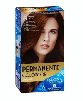 Краска для волос Deliplus Permanente Colorcor с коллагеном и 5 маслами тон № 5.77 Светлый каштан-коричневый Castaño Claro Marrón Intenso