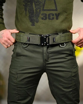 Тактичний ремінь Ranger Belt Attack Олива з системою MOLLE та пряжкою Cobra для зброї та спорядження