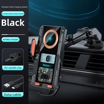 Держатель с беспроводной зарядкой для телефона ( IPhone та Android ) в автомобиль CARHolder T8 черный