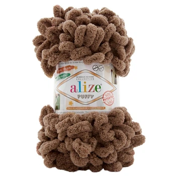 Пряжа Alize Puffy, плюшевая с петлями, 466 молочный шоколад, 100 гр