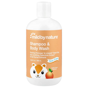 Детский шампунь и гель для душа Mild By Nature "Shampoo & Body Wash" для детей без слез с ароматом персика (380 мл)