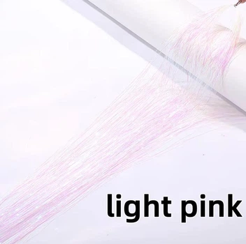 Тонкие светло-розовые голографические пряди light pink 120 см для волос канекалона блестящие декоративные нити голографик для прически