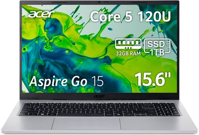Ноутбук Acer Aspire Go 15 AG15-72P-56D7 (NX.JSVEU.007) Pure Silver / 15.6" IPS Full HD / Intel Core 5 120U / RAM 32 ГБ / SSD 1 ТБ