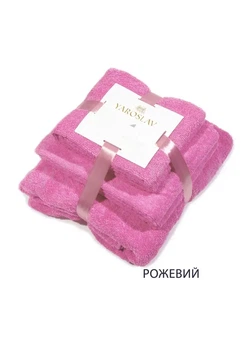 Набор махровых полотенец 40X70, 50X90, 70X140 розовый