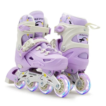 Детские раздвижные ролики 29-33 Scale Sports LF 605 подсветка колес фиолетовый