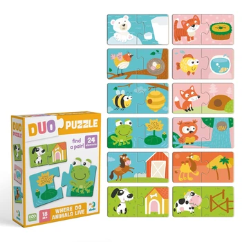 Пазл Dodo DUO Звірята та їх домівки