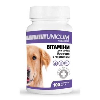 Вітаміни для собак бреверс із часником Unicum Premium, 100 табл