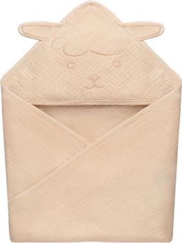 Рушник мусліновий Lionelo Muslin Hooded Towel з капюшоном 80x80 см Beige Sand (5903771709330)