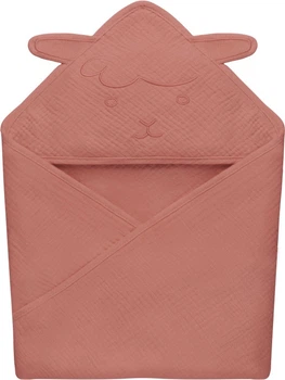 Полотенце муслиновое Lionelo Muslin Hooded Towel с капюшоном 80x80 см Red Coral (5903771709361)