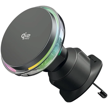 Автотримач з бездротовою зарядкою Proove Light Crystal Qi2.2 25 W gray