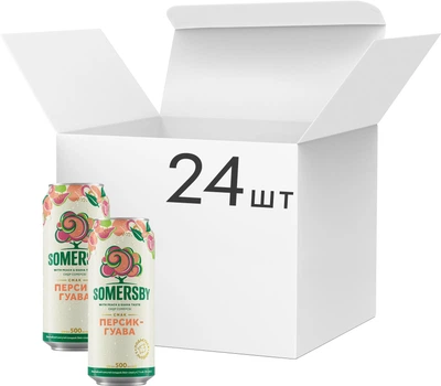 Упаковка сидру Somersby Персик-Гуава 4.7% 0.5 л x 24 шт (4820250944840)