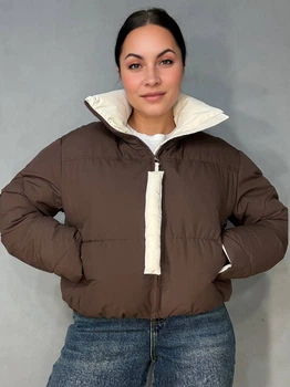 Куртка жіноча Fashions 87265 коротка з підвісом на бігунку демісезонна L коричнева