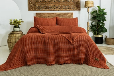 Вафельное покрывало Norah Copper 240x260см +2 наволочки 50x70см Saheser (2000003448517)