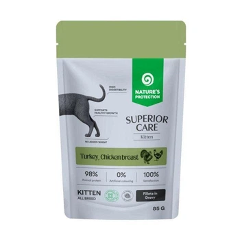 Вологий корм для кошенят Nature's Protection Superior Care Kitten Grain Free with Turkey and Chicken Breast з індичкою і куркою, 85 г (NPSC47910)