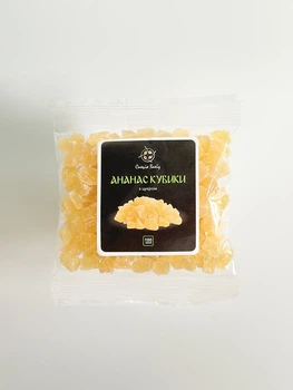 Ананас кубики (с сахаром), в упаковке 100 грамм