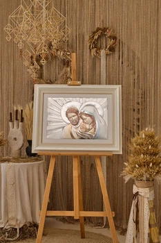 Срібна ікона Свята Родина (81259 7LCOL DM 8330 BG) 72х58 см