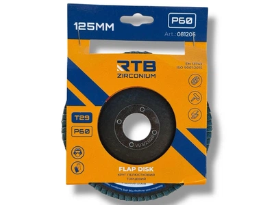 Круг лепестковый торцевой конический RTB Zirconium Т29 Р60 125х22 мм
