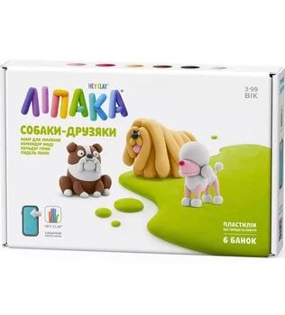 Набір пластиліну ЛІПАКА – СОБАКИ-ДРУЗЯКИ: КОМОНДОР МУДІ, БУЛЬДОГ ГІПНО, ПУДЕЛЬ ПОППІ