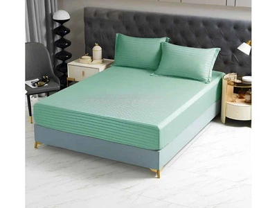 Простирадло на резинці MALLORY HOME 160*200 страйп-сатін арт.22128-36 зелений