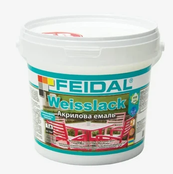 Эмаль акриловая для дерева Feidal Weisslack Бесцветная шелковисто-глянцевая 1л