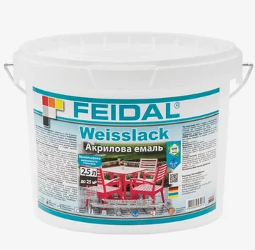 Эмаль акриловая для дерева Feidal Weisslack Бесцветная шелковисто-глянцевая 2.5л
