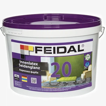 Краска интерьерная Feidal Innenlatex Seidenglanz 20 Белая 10л