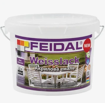 Эмаль акриловая для дерева Feidal Weisslack Глянцевая 2.5л