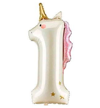Шарик Цифра "1 Единорог", PartyDeco, 93 см