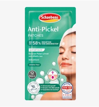 Патчі від прищів з саліциловою кислотою Schaebens Anti Pickel Patches unreine Haut 12 шт