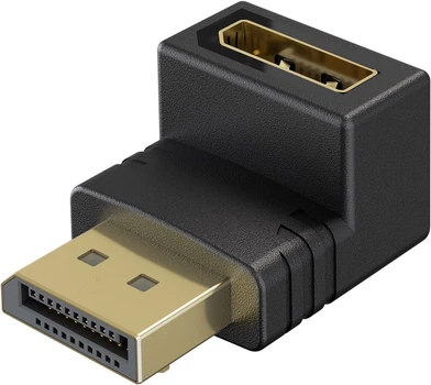 Перехідник відео Goobay DisplayPort M/F (адаптер) v2.1 8K@144Hz кутовий 90° вниз чорний(75.07.7130)