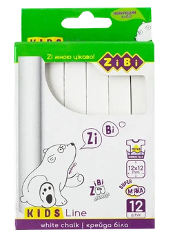 Крейда Zibi KIDS Line біла квадратна 12 шт., картонна коробка (ZB.6703-12)