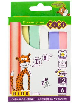 Крейда Zibi KIDS Line кольорова квадратна 12 шт. (ZB.6703-99)
