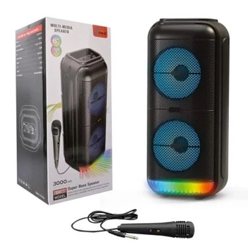 Портативная Bluetooth колонка ZQS-6227 акустическая система с микрофоном и RGB подсветкой Черный